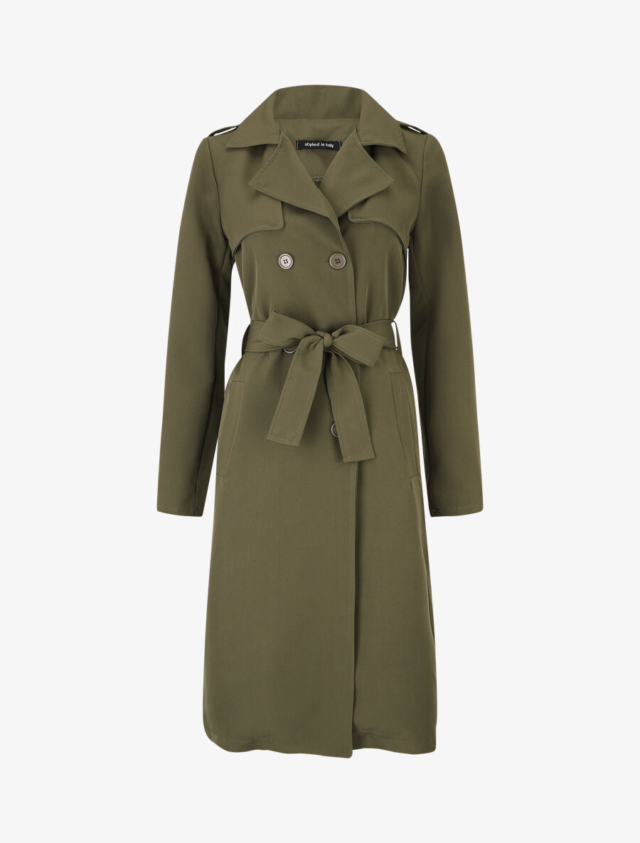 Trench long ceinturé - Kaki - 5