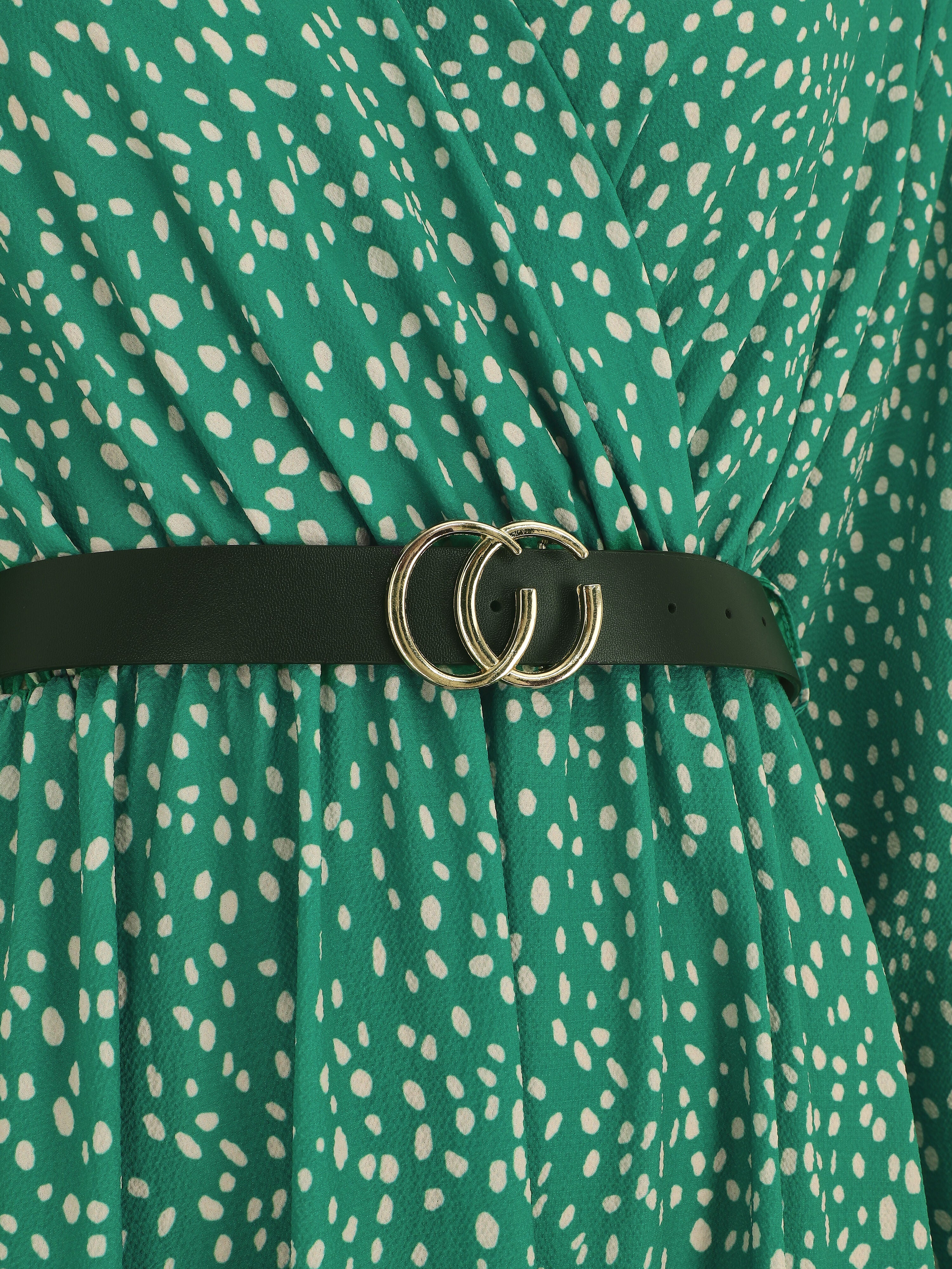 Robe longue à imprimé moucheté - Vert - 3