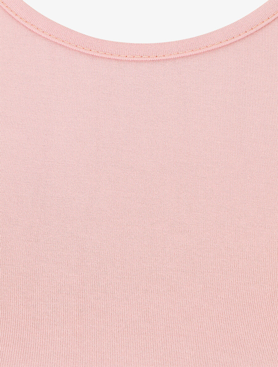Top uni à dos ajouré en dentelle - Rose - 3
