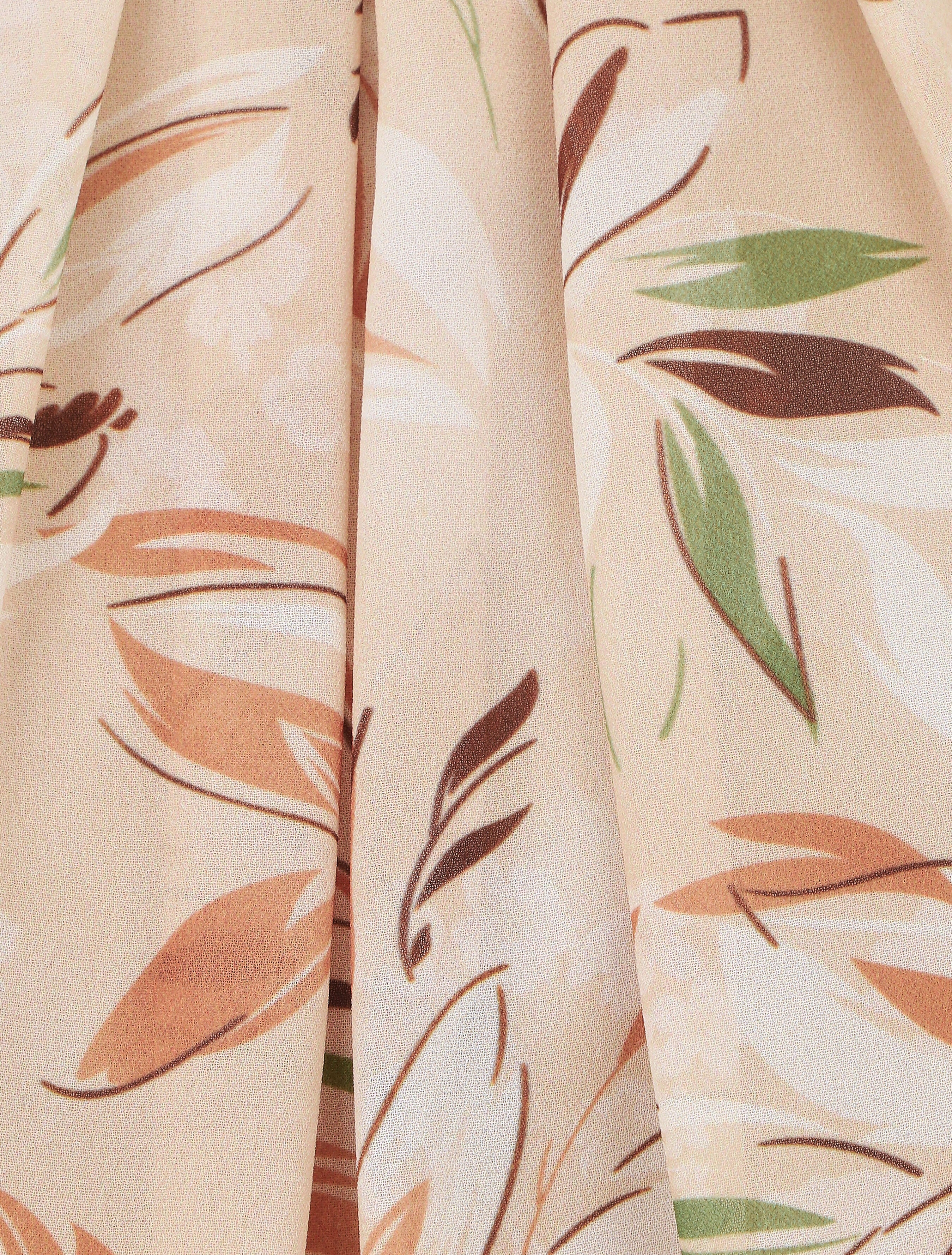 Top sans manches imprimé feuille à col américain - Beige - 3