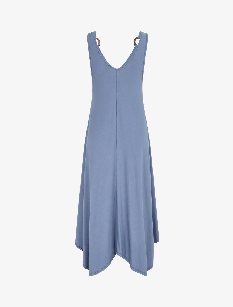 Robe longue unie coupe droite - Bleu - 2