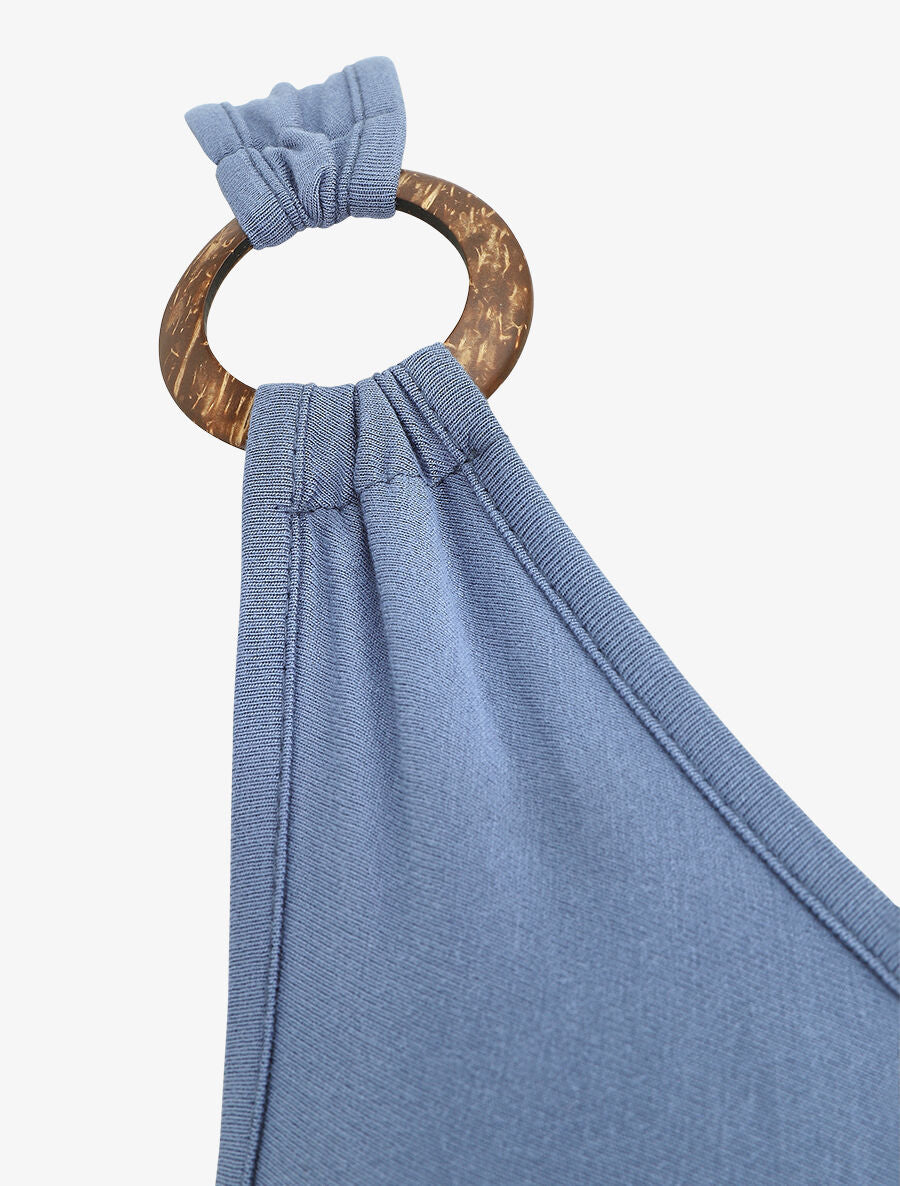 Robe longue unie coupe droite - Bleu - 3