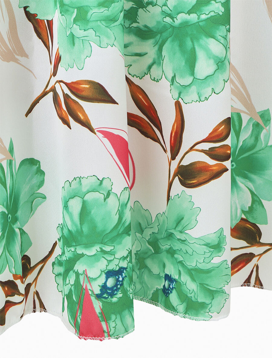 Jupe longue élastiquée imprimé fleurs - Vert - 3