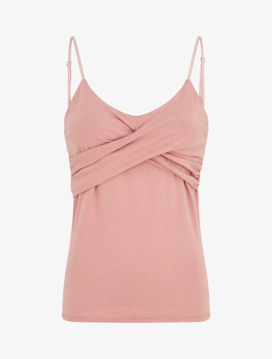 Débardeur ajusté uni col croisé - Rose - 1