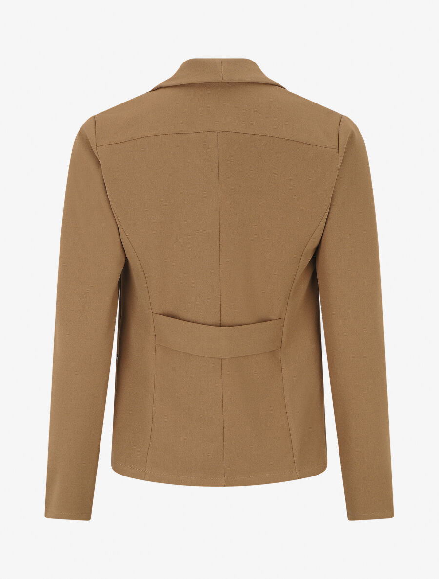Blazer fluide uni à poches zippées - Camel - 2