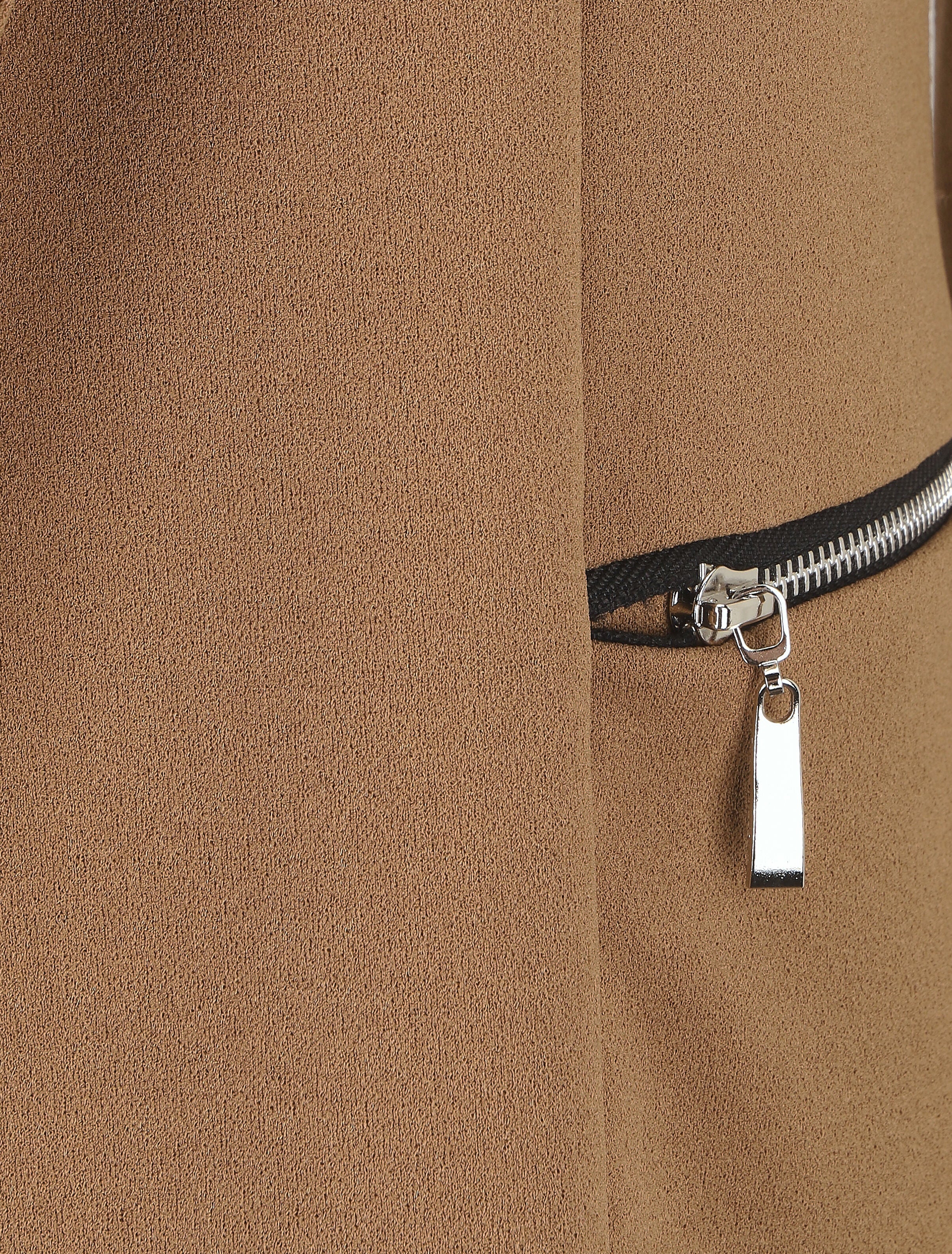 Blazer fluide uni à poches zippées - Camel - 3