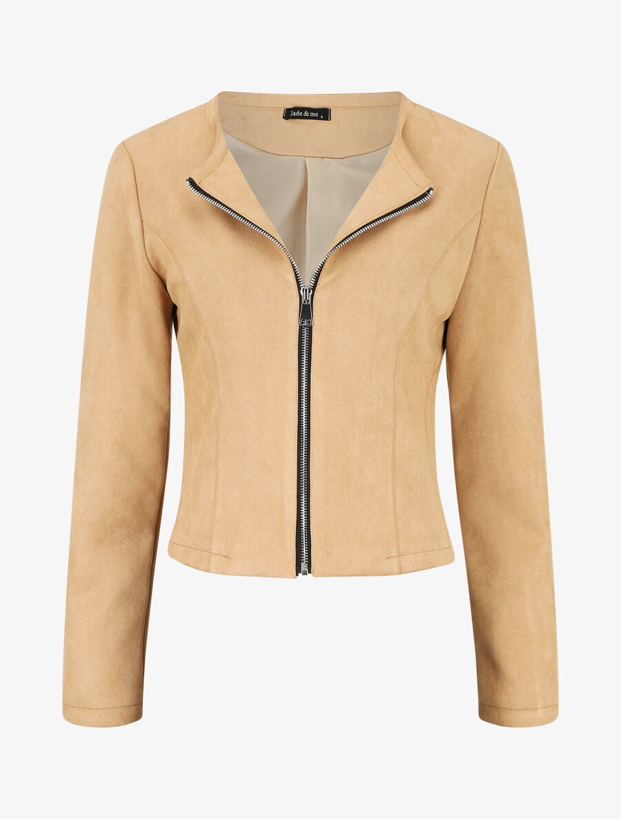 Veste zippée en suédine - Beige - 5
