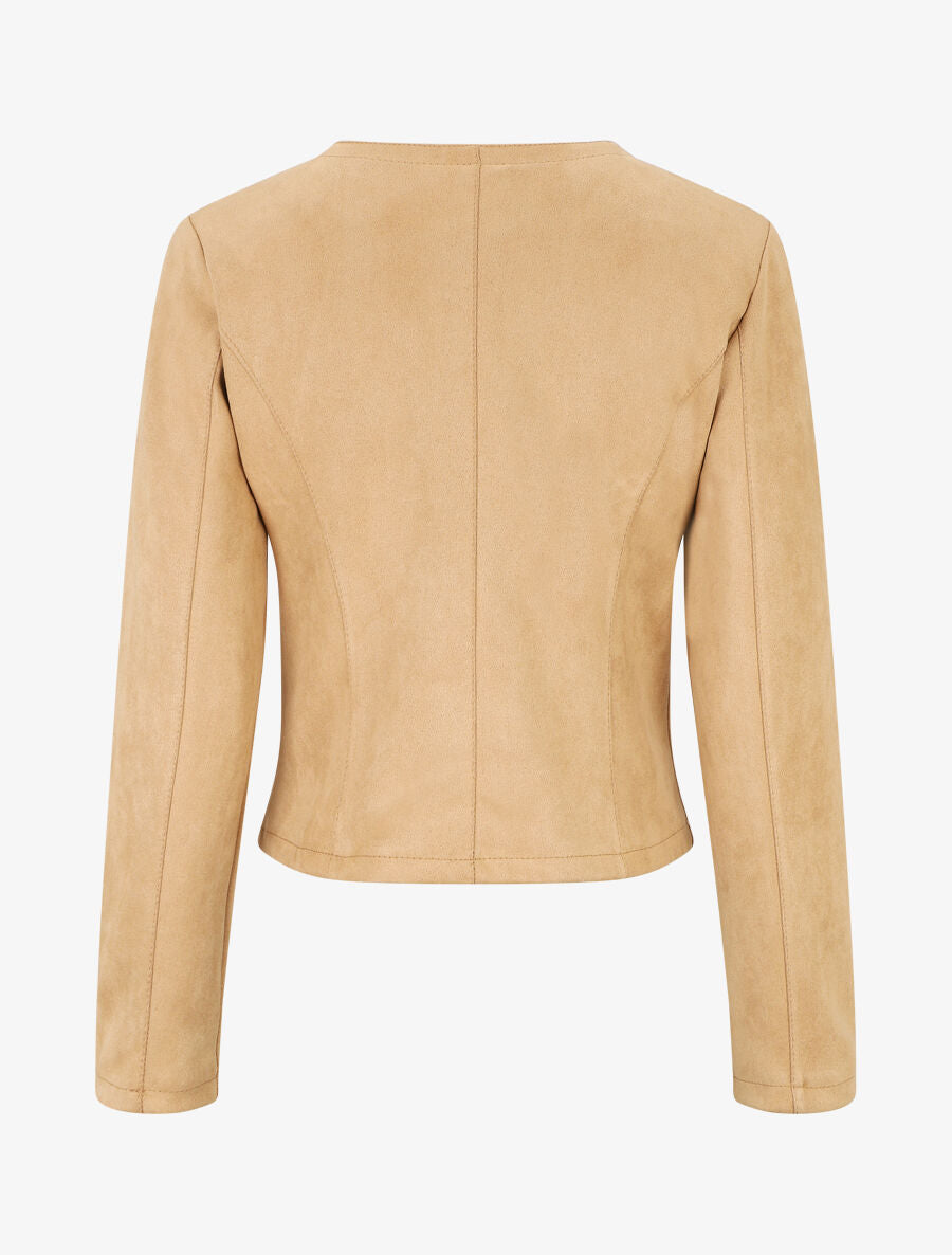 Veste zippée en suédine - Beige - 2