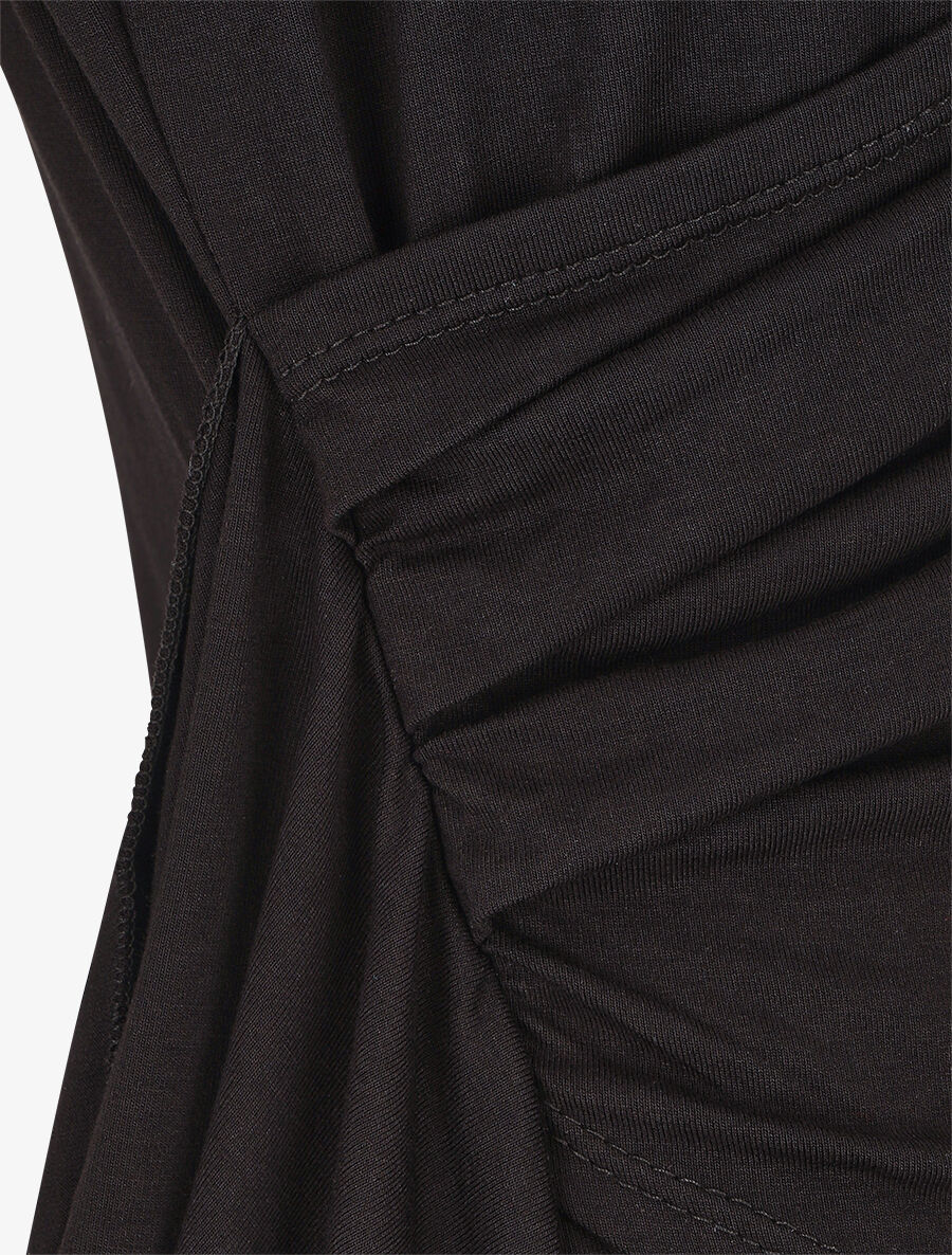 Top sans manches uni drapé - Noir - 3