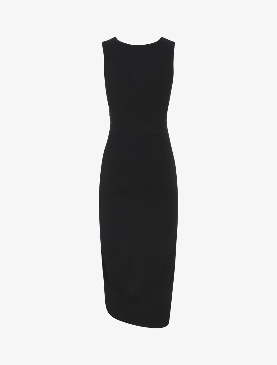 Robe drapée longue unie sans manches - Noir - 2