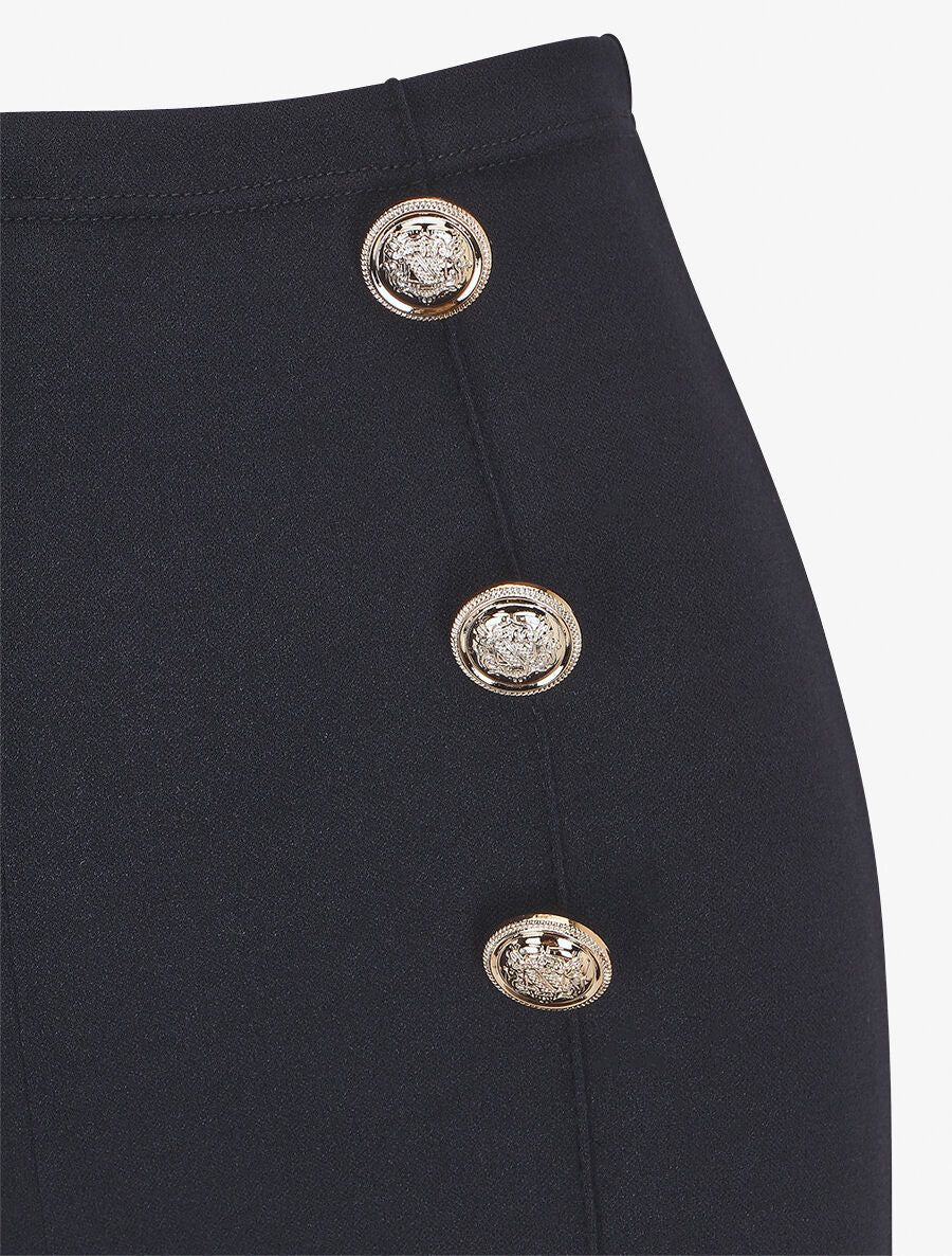 Pantalon long uni à taille haute - Marine - 3
