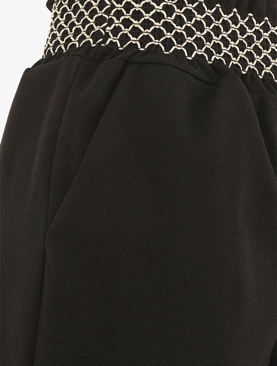 Short à taille élastiquée et à revers - Noir - 3