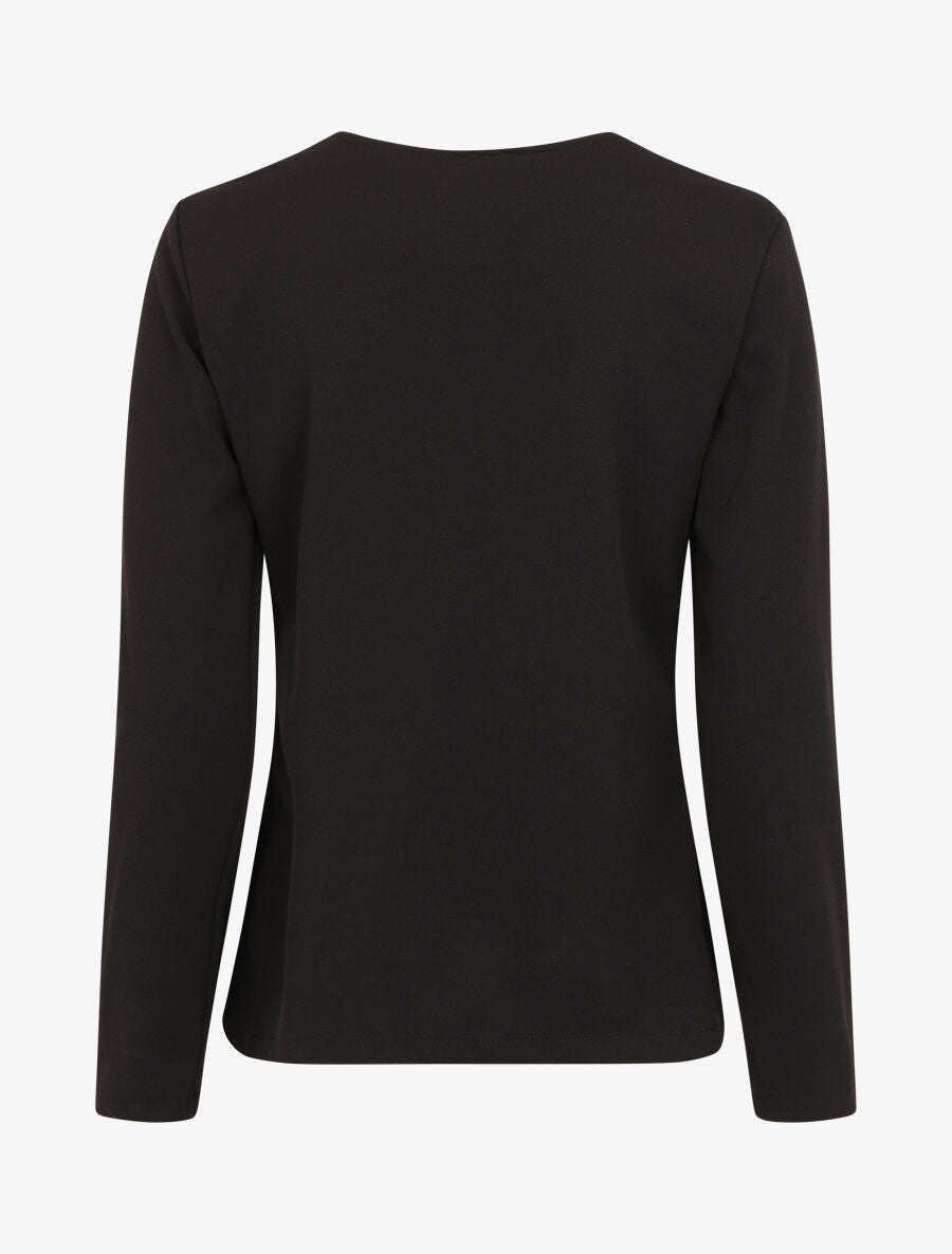Veste droite boutonnée unie - Noir - 2