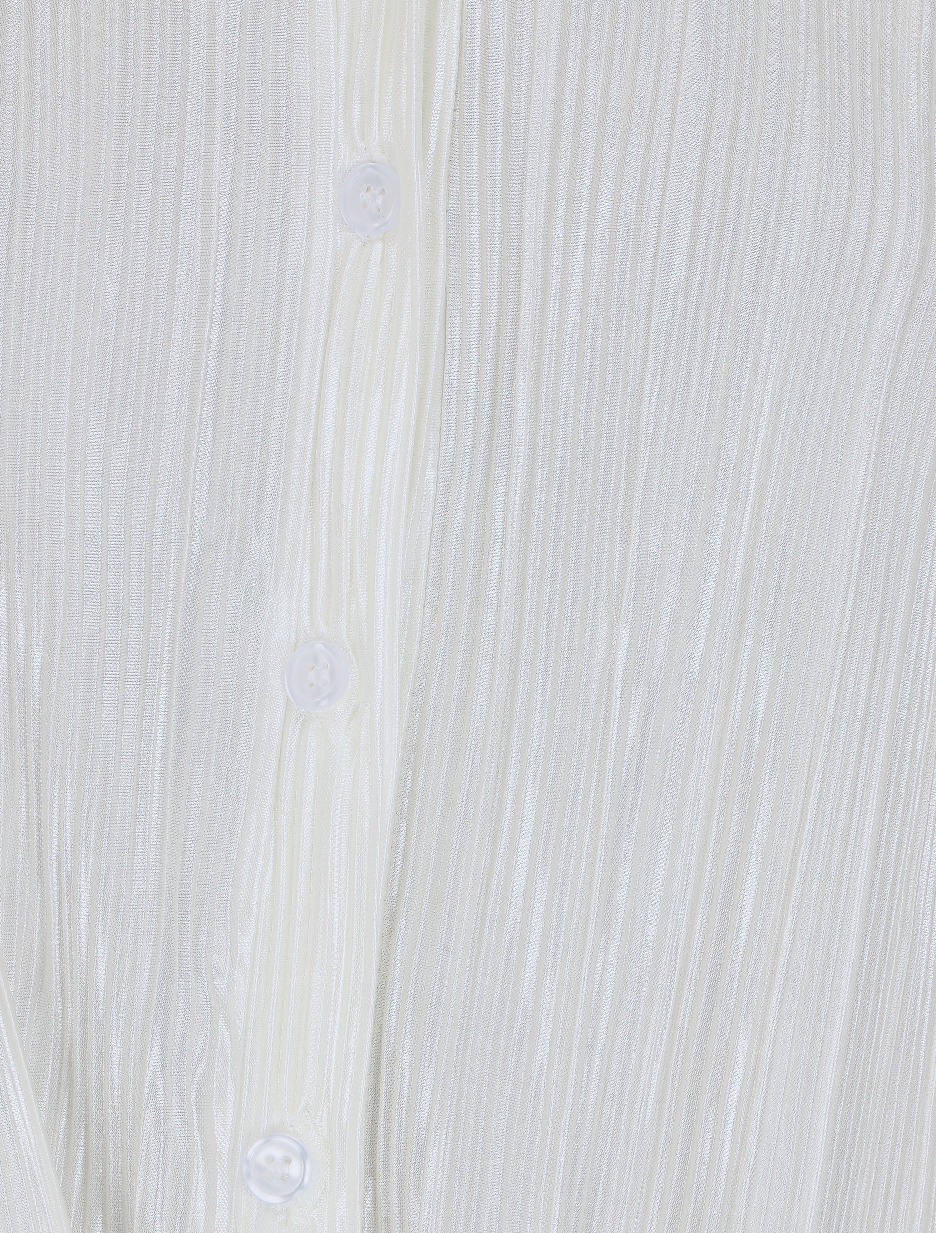 Chemise plissée à noeud et manches courtes - Blanc - 3