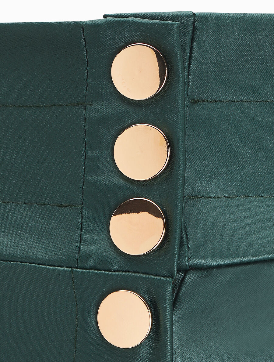 Pantalon ciré slim taille haute - Vert foncé - 3