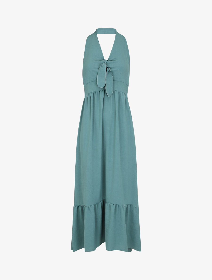 Robe longue unie dos nu - Vert d&