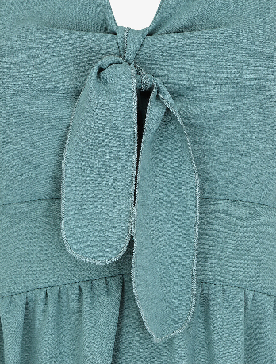 Robe longue unie dos nu - Vert d&