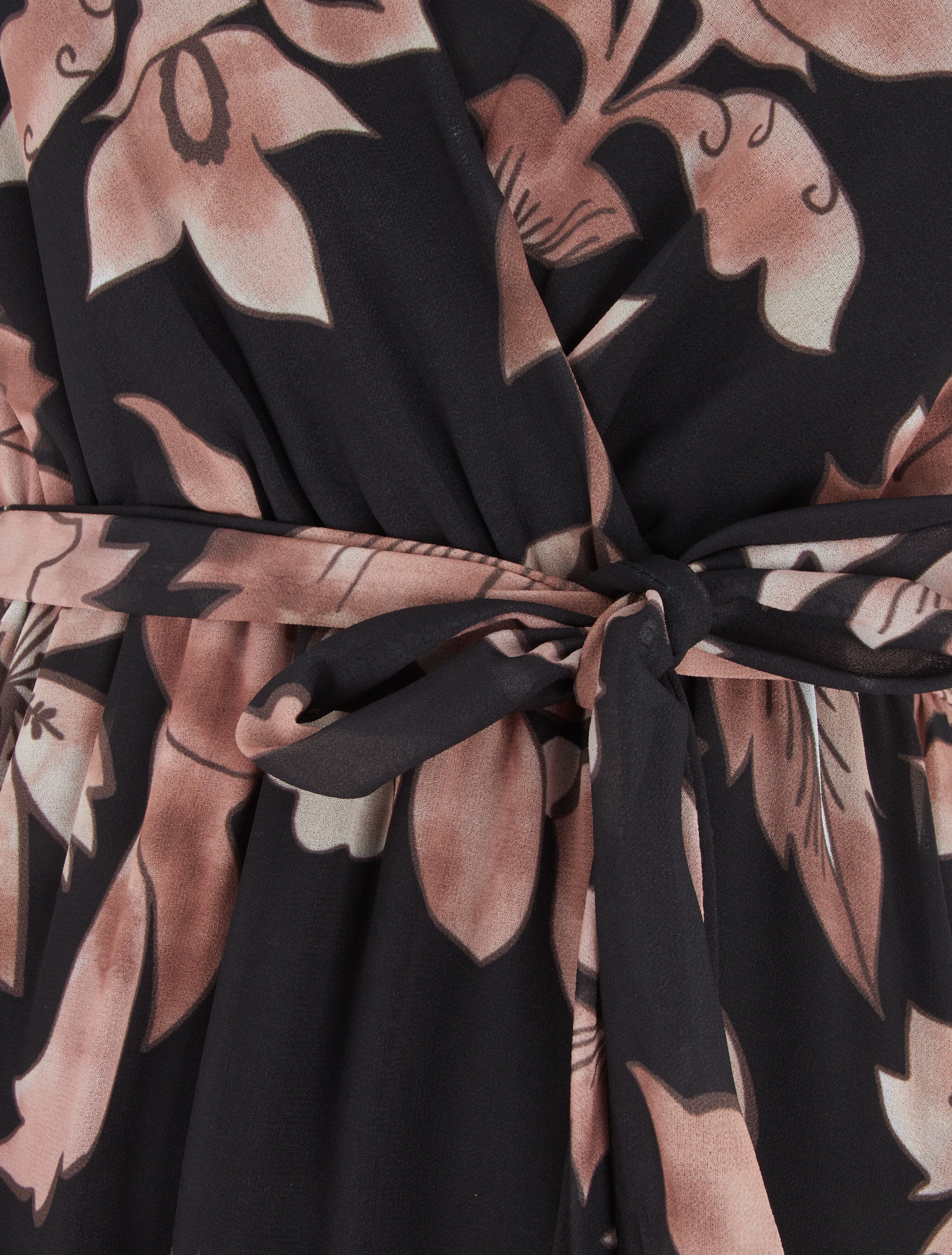 Robe imprimé fleurs et dos en V - Noir - 3
