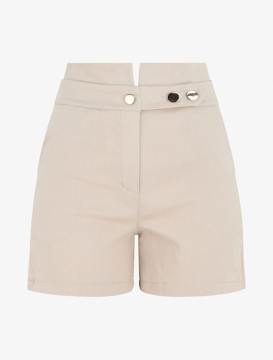 Short ajusté taille haute - Beige - 5