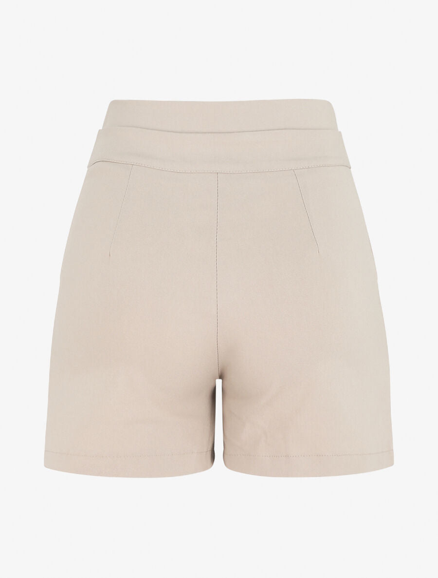 Short ajusté taille haute - Beige - 2