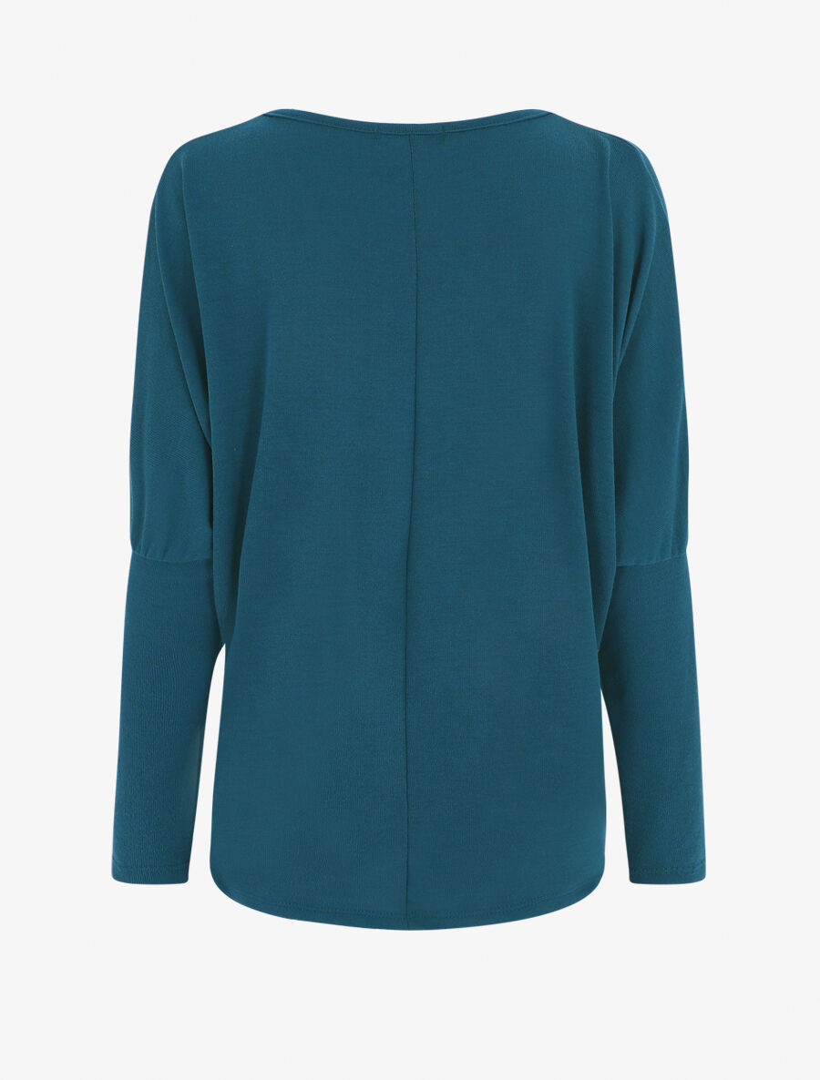 Pull ample à imprimé plumes irisées - Bleu canard - 2