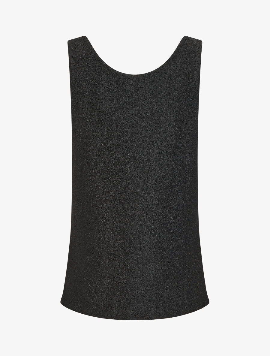 Top droit irisé sans manches col bénitier - Noir - 2