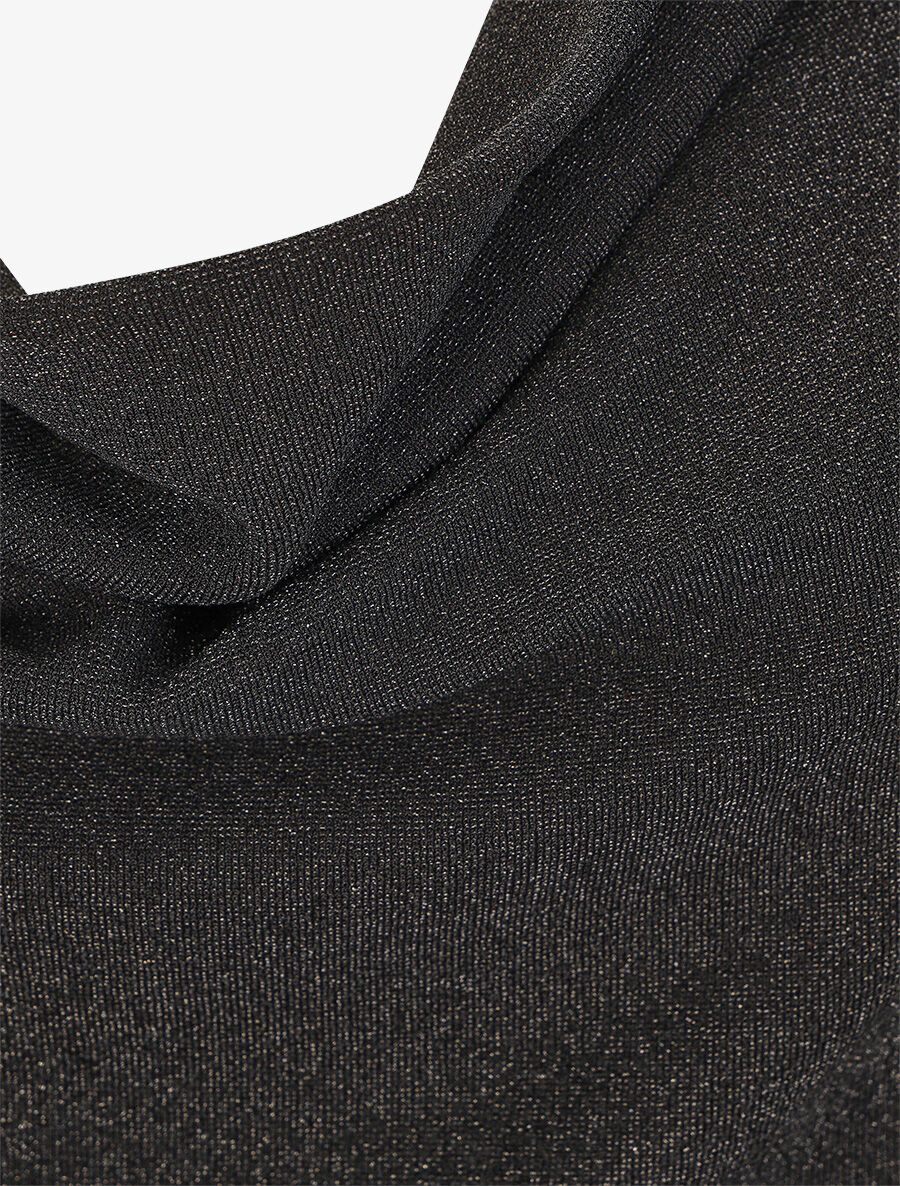 Top droit irisé sans manches col bénitier - Noir - 3