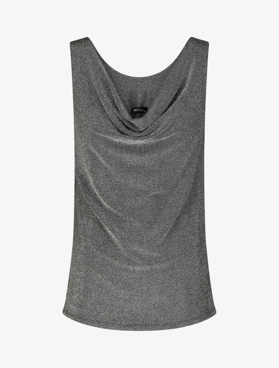 Top droit irisé sans manches col bénitier - Argent - 7