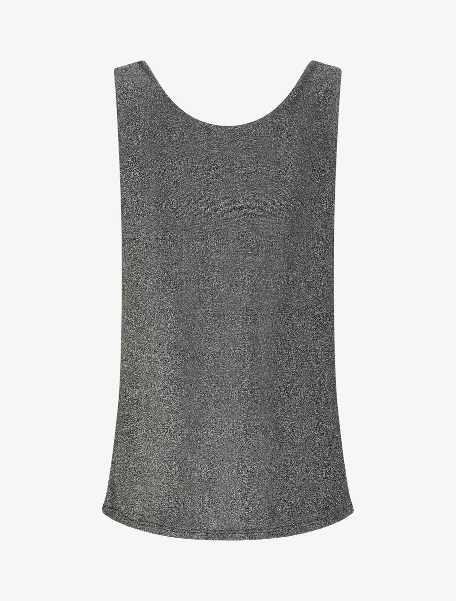 Top droit irisé sans manches col bénitier - Argent - 2