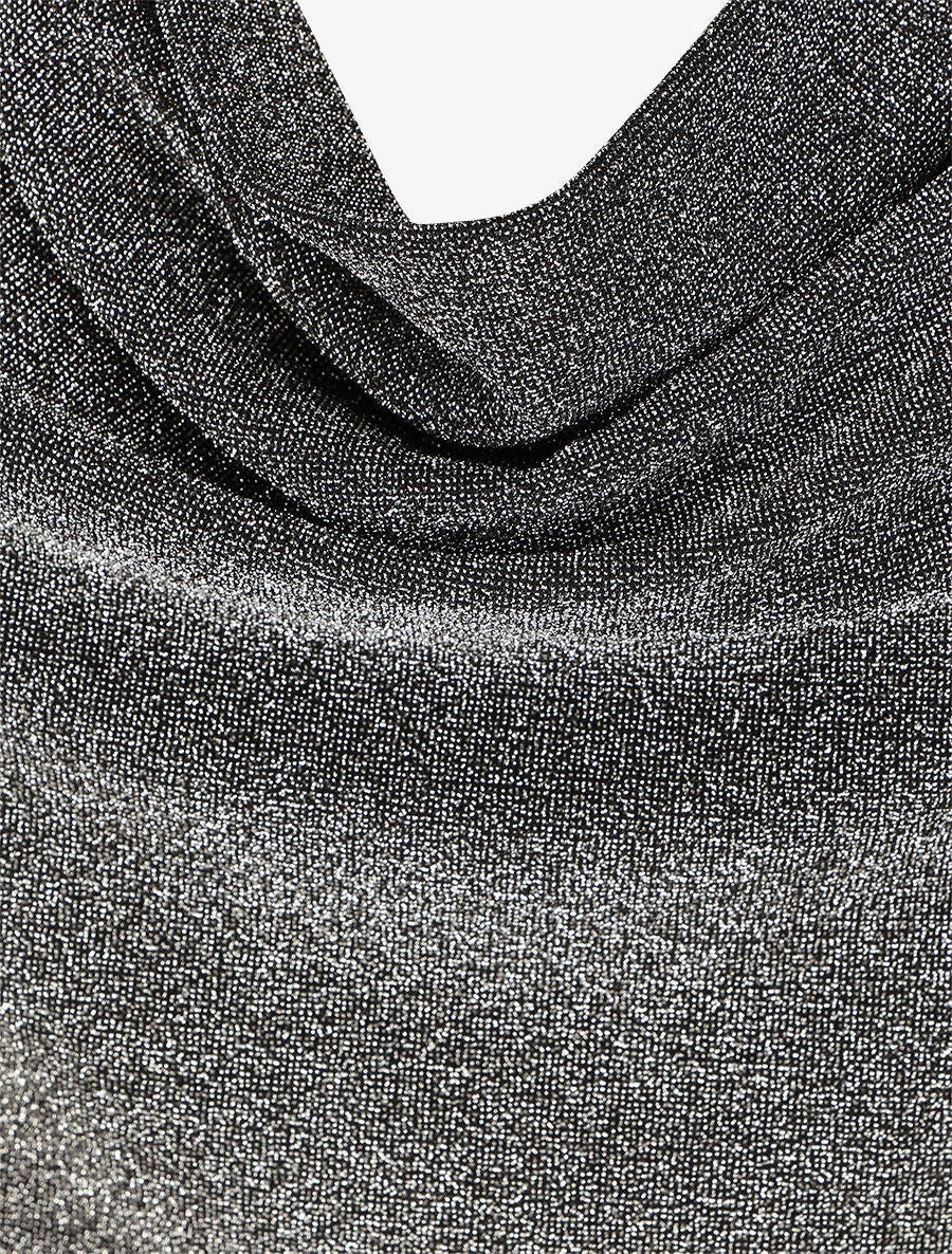 Top droit irisé sans manches col bénitier - Argent - 3
