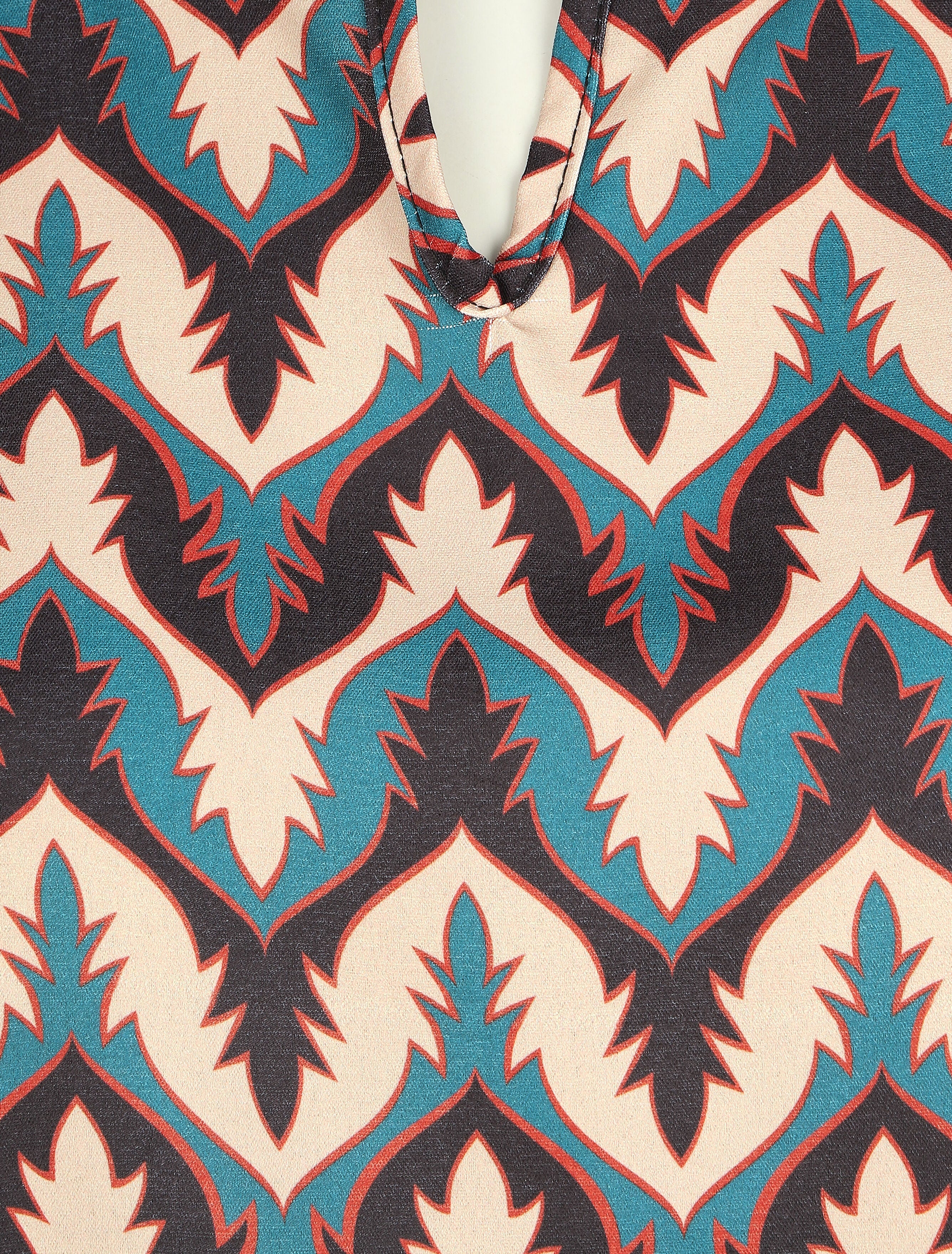 Top col volanté imprimé fantaisie - Bleu canard - 3