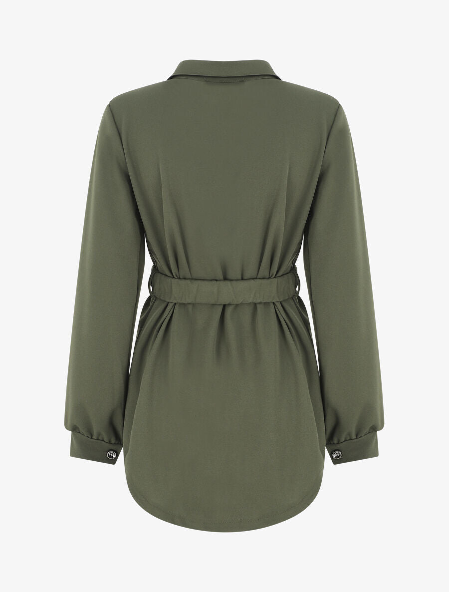 Chemise ample ceinturée - Kaki - 2