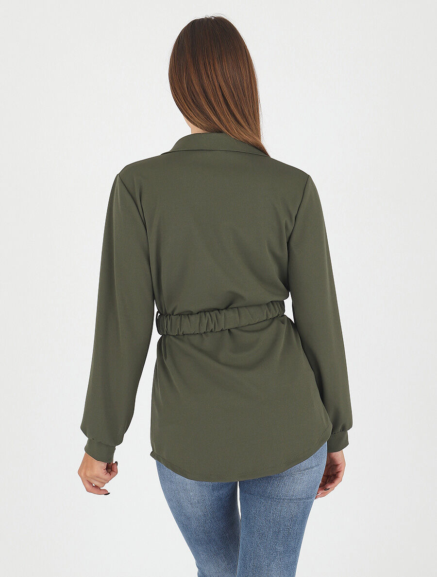 Chemise ample ceinturée - Kaki - 5