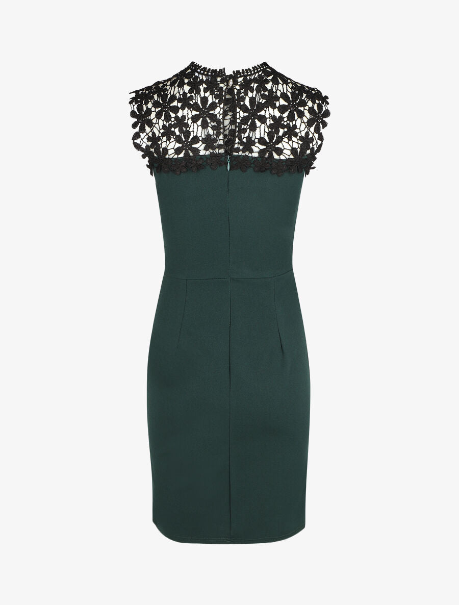 Robe ajustée sans manches col crochet - Vert sapin - 2