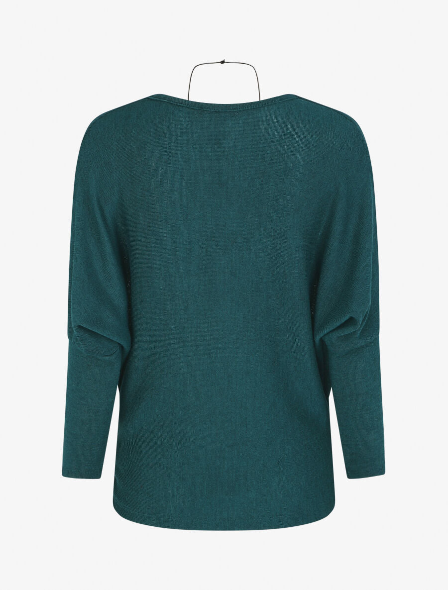 Pull droit col bénitier - Bleu canard - 2