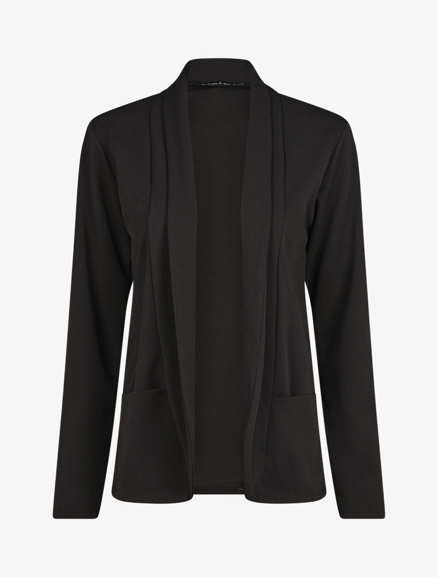 Blazer fin uni coupe droite - Noir - 4
