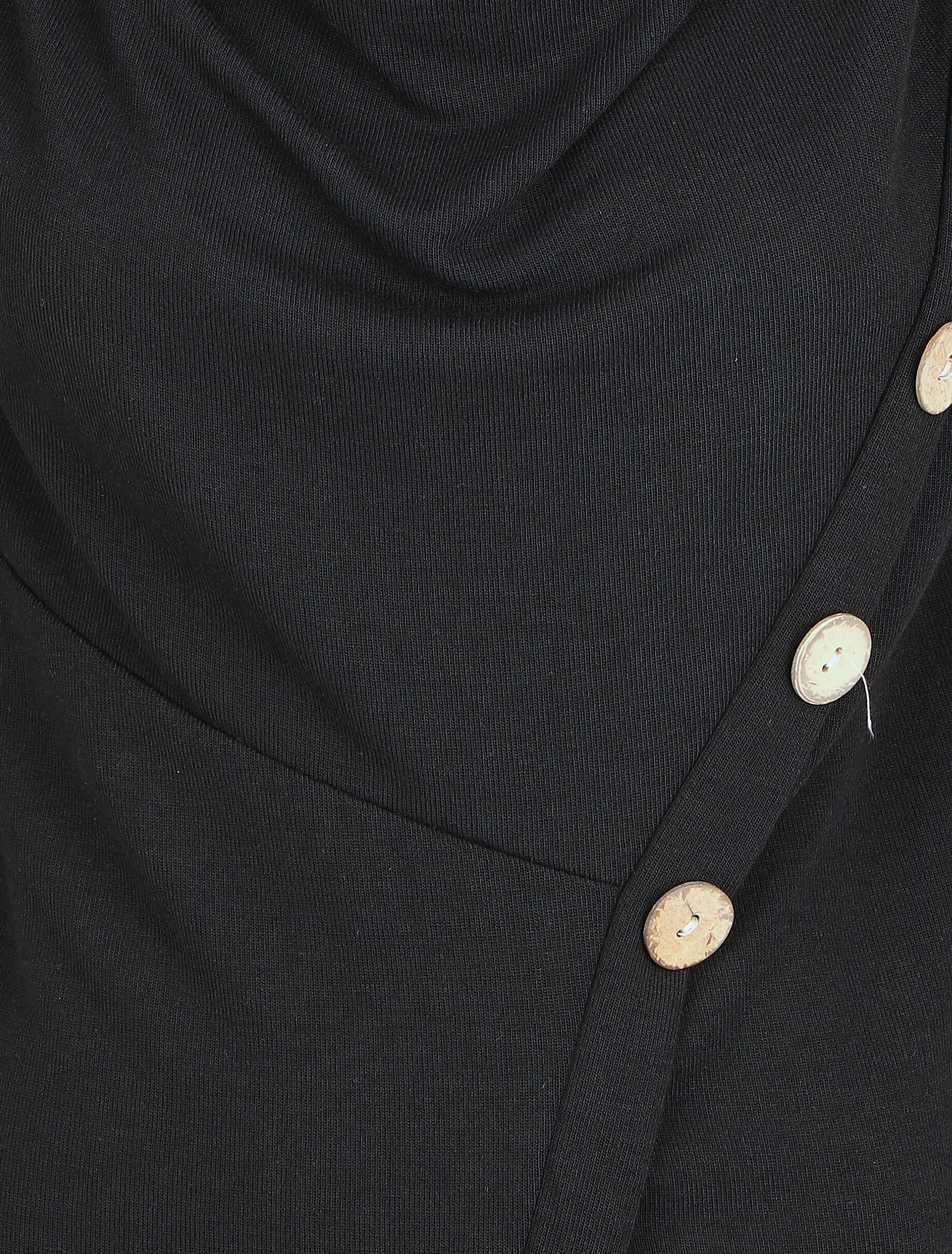 Top droit col bénitier et boutons - Noir - 3