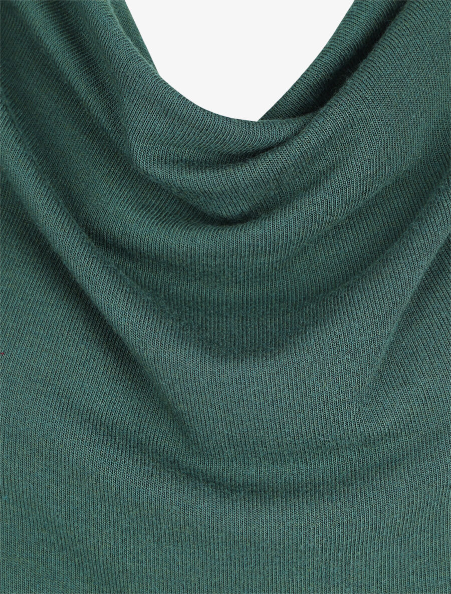 Top droit col bénitier et boutons - Vert - 3