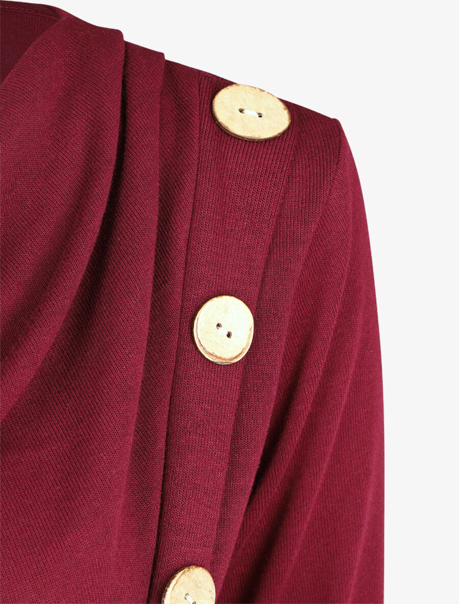 Top droit col bénitier et boutons - Bordeaux - 3