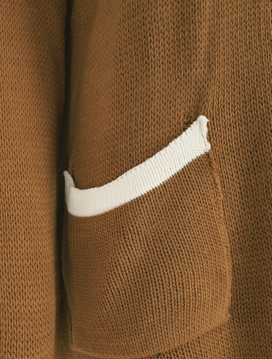 Gilet long col châle - Camel - 3