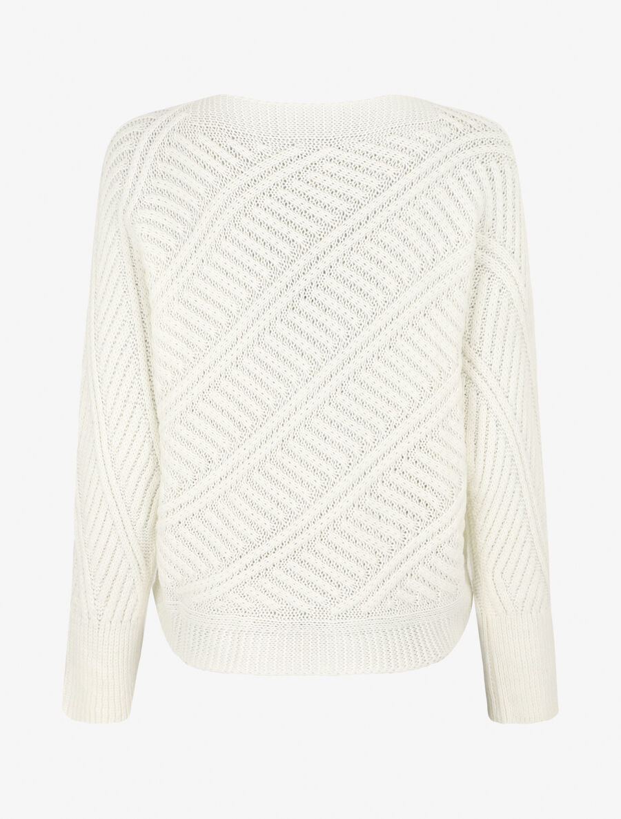 Pull droit uni à col bateau - Blanc - 2