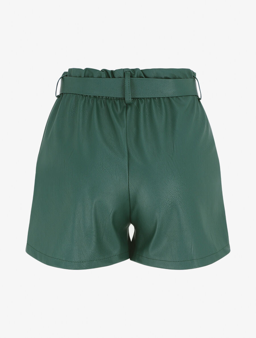 Short paper bag uni en simili - Vert sapin - 2