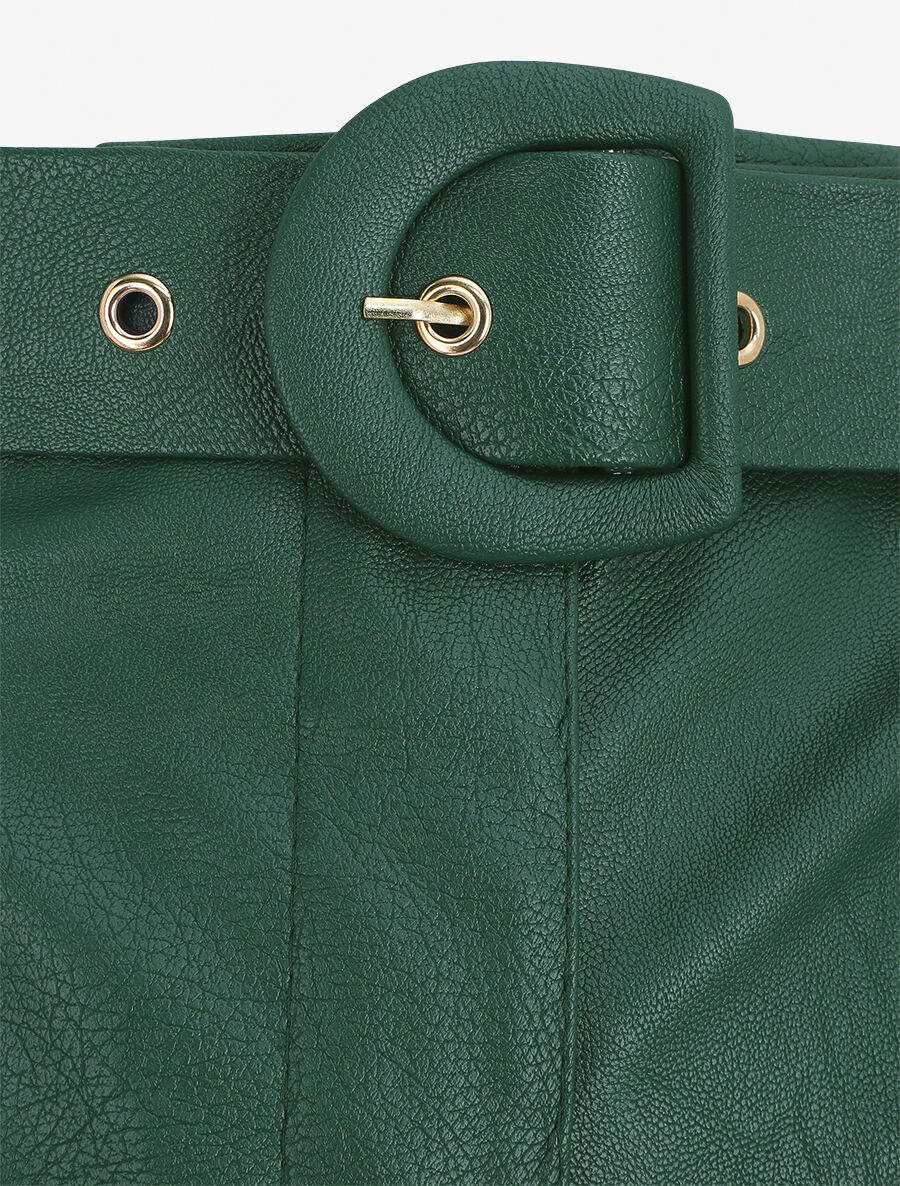 Short paper bag uni en simili - Vert sapin - 3