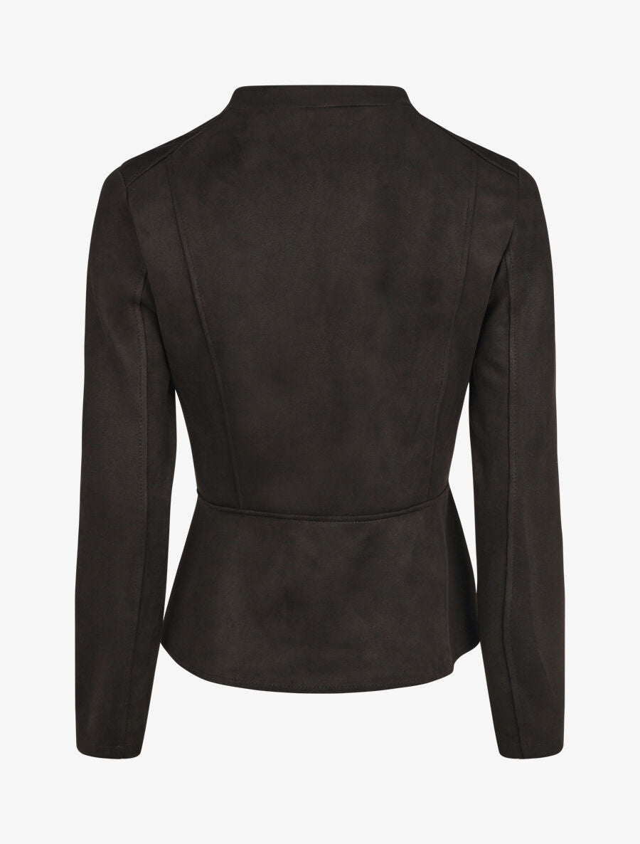 Veste droite zippée en suédine - Noir - 2