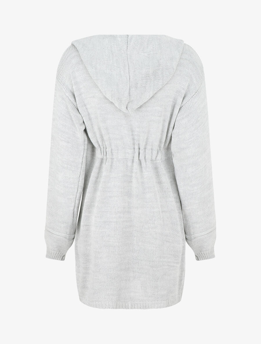Gilet long à capuche - Gris clair - 2