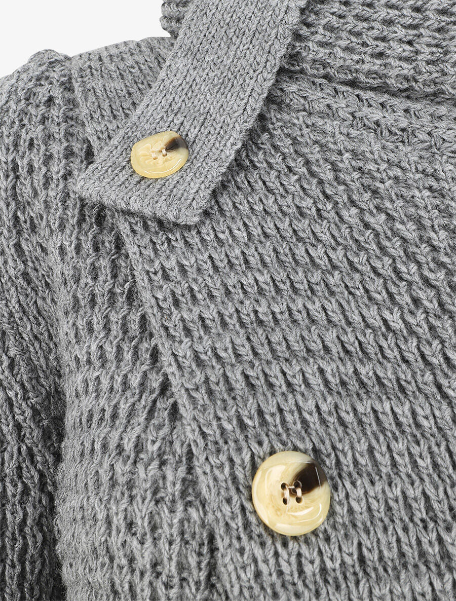 Pull ample croisé à col roulé - Gris - 3
