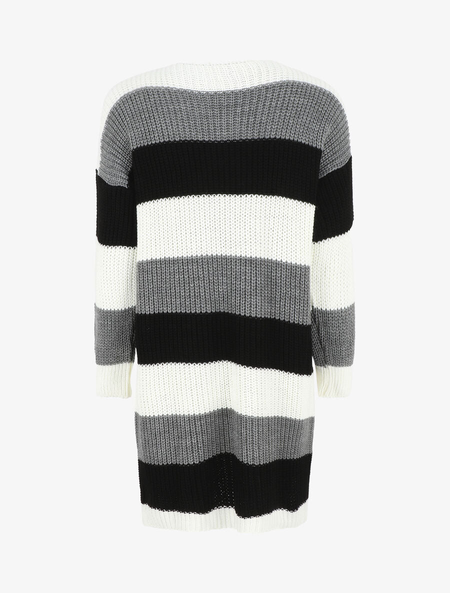 Gilet long rayé - Noir - 2