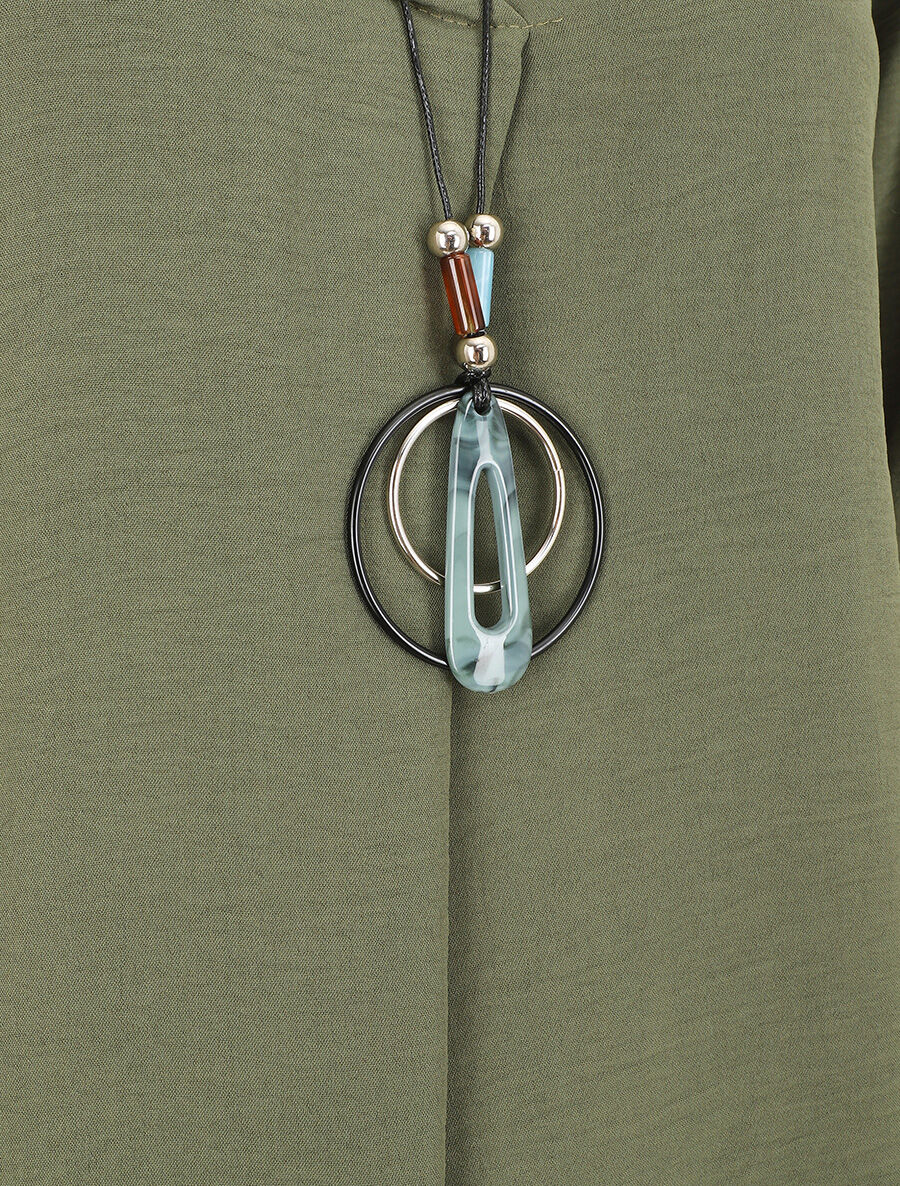 Blouse uni à dos ajouré - Kaki - 3
