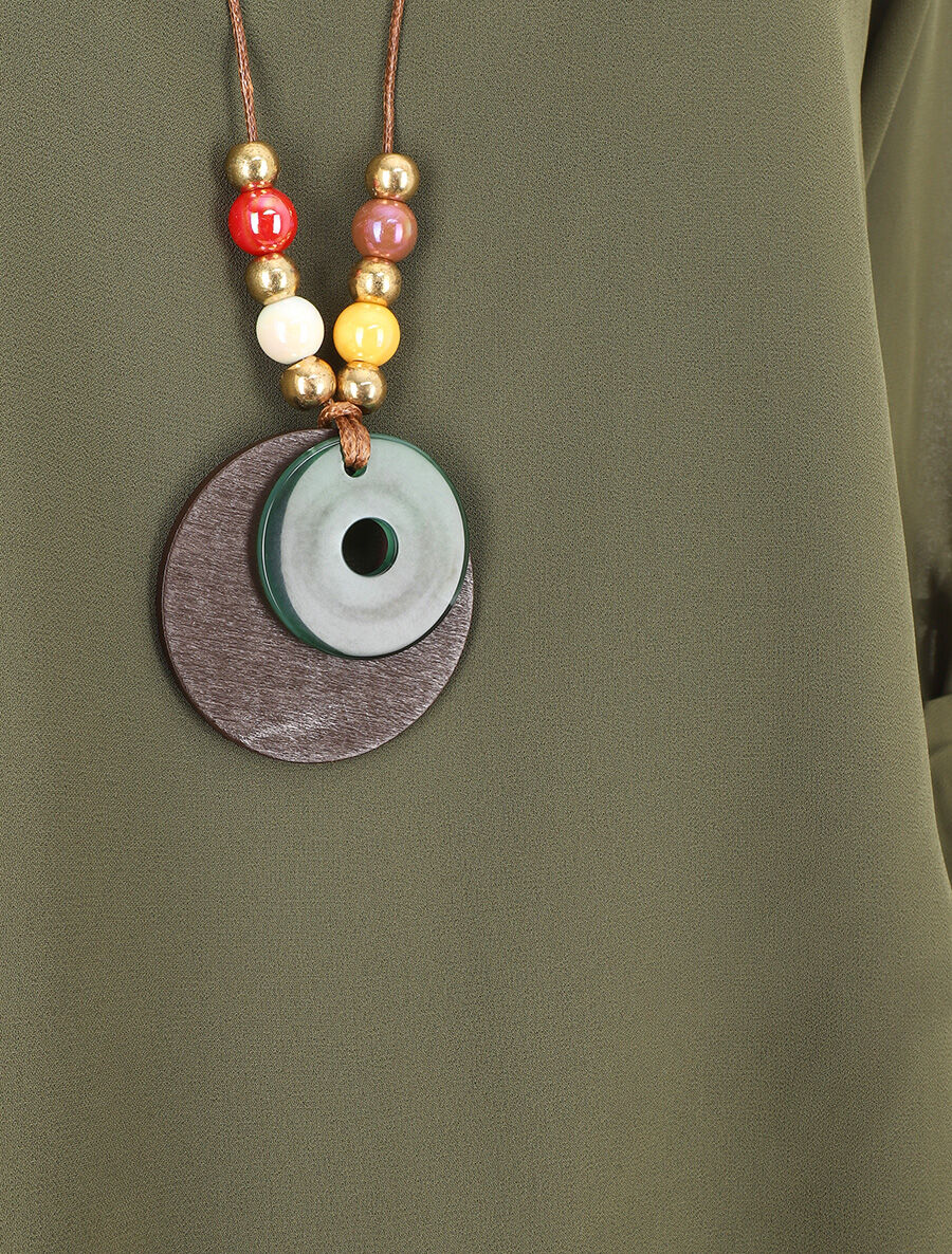 Blouse en voile à manches retroussables - Kaki - 3