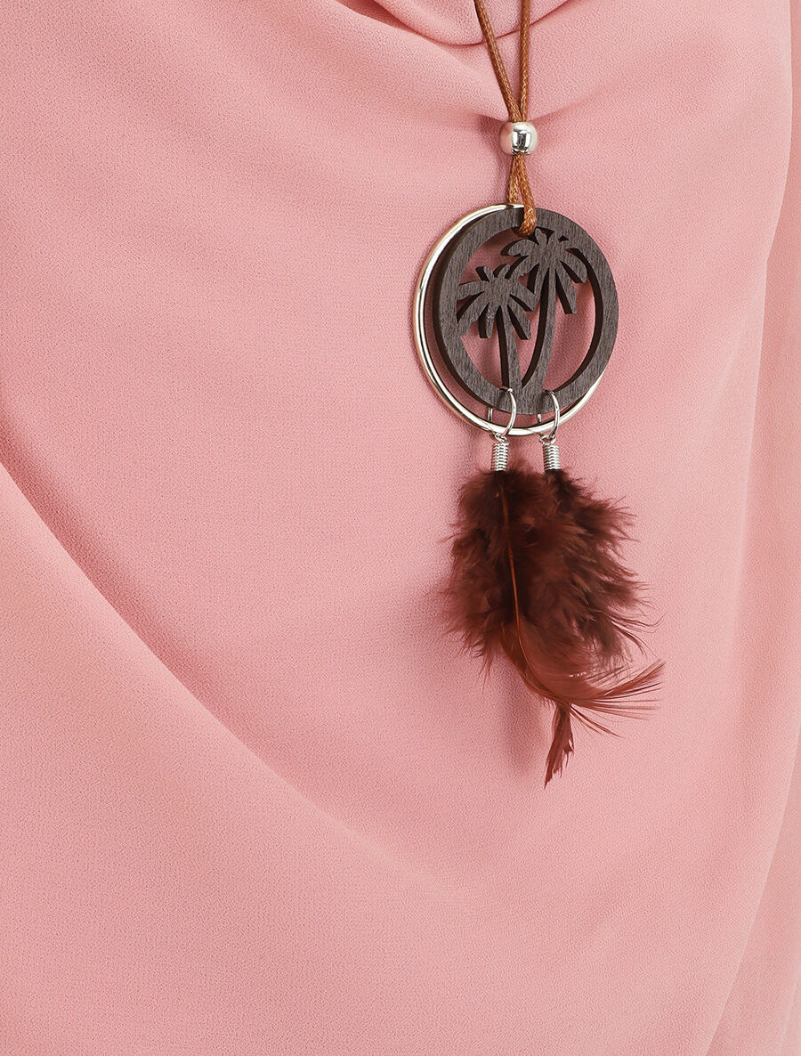 Blouse unie à col bénitier - Rose - 3